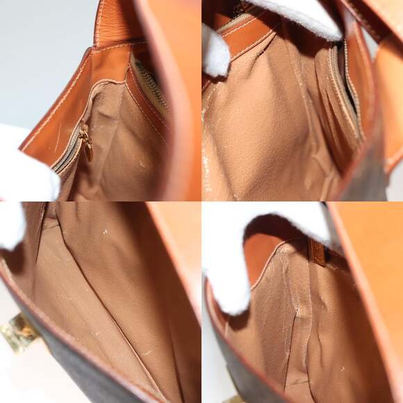 CELINE Macadam Canvas Shoulder Bag Pvc Leather Brown Gold - Picture 12 of 13